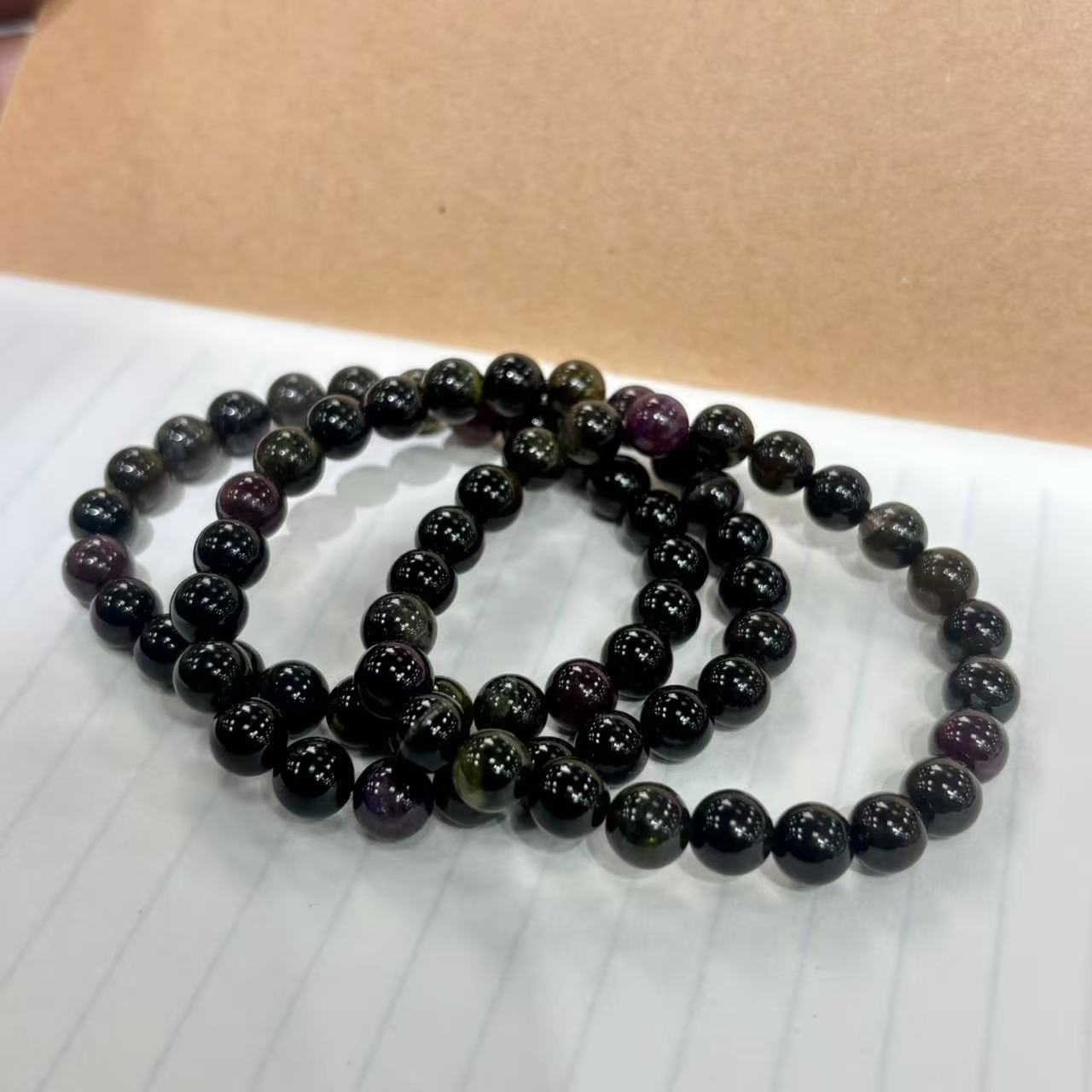 【村有晶品】天然黑玫瑰碧玺单圈手链 多样性发一件 约7mm 062ZBYT