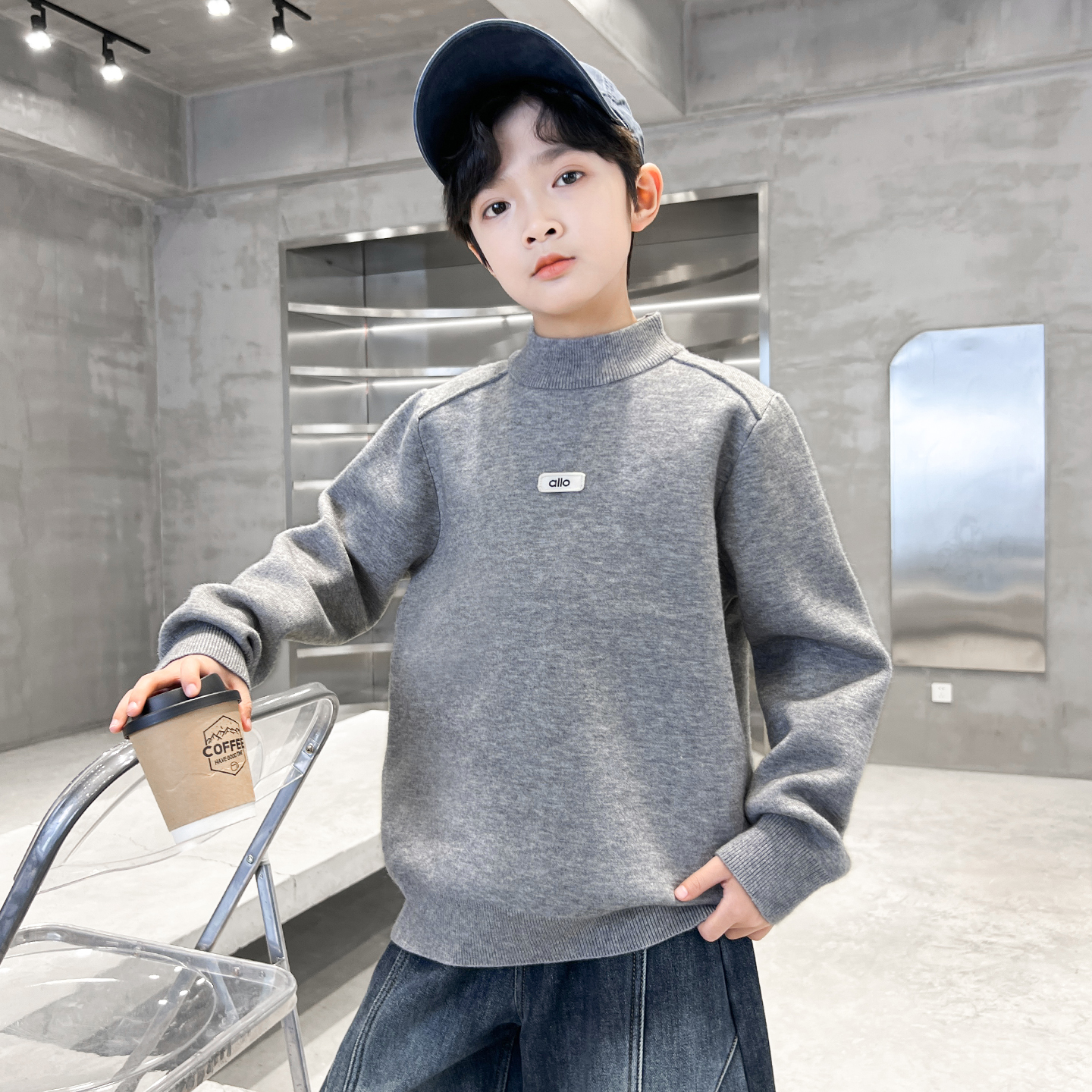 男童秋冬款毛衣2025新款秋季内搭针织衫中大儿童打底酷A5468