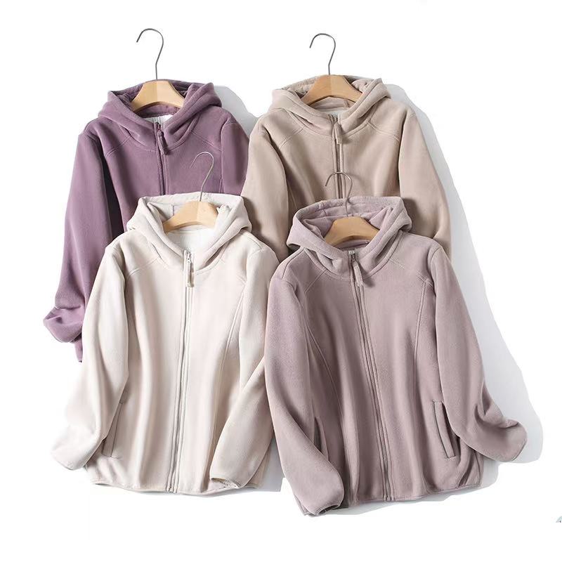 冬日暖阳！25冬新款羊驼绒保暖舒适百搭防风连帽开衫厚外套#8329