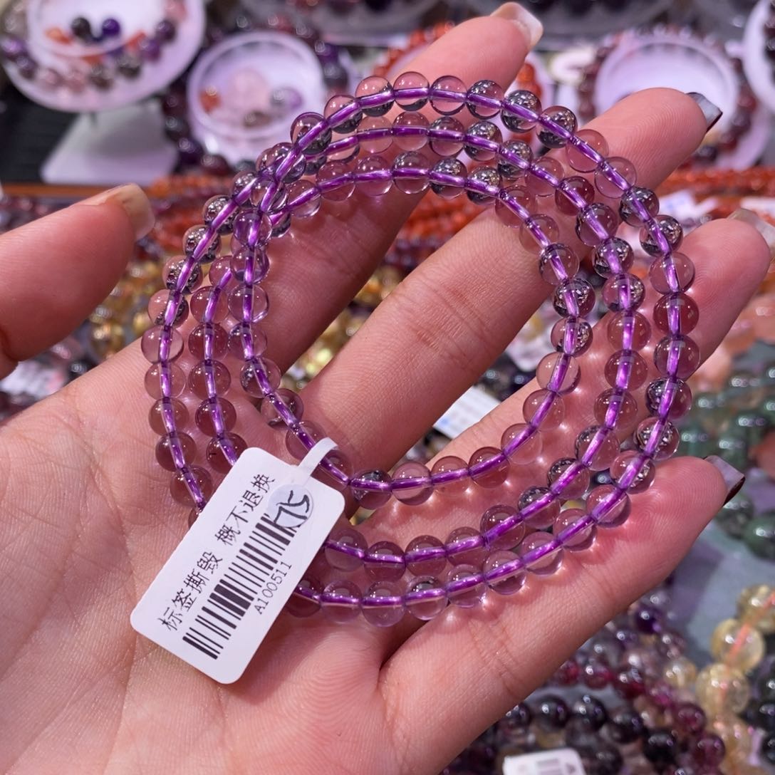 水晶手链未镶嵌紫水晶多圈5.9m m
