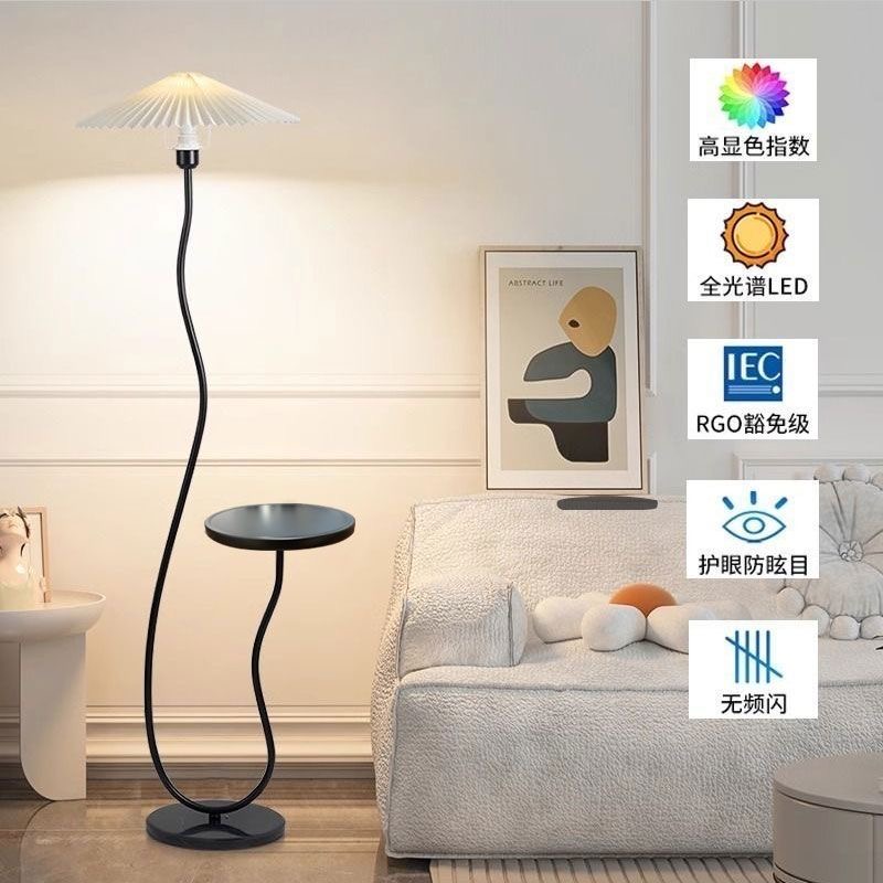 妃饰法式奶油风落地灯置物架客厅卧室沙发旁边几艺术复古氛围台灯