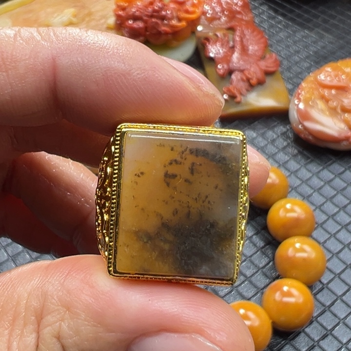 石英质玉（黄龙玉）颈饰未镶嵌