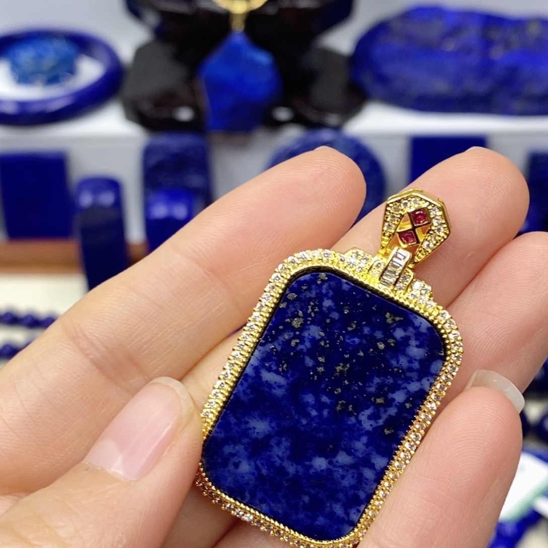 青金石颈饰合金吊坠