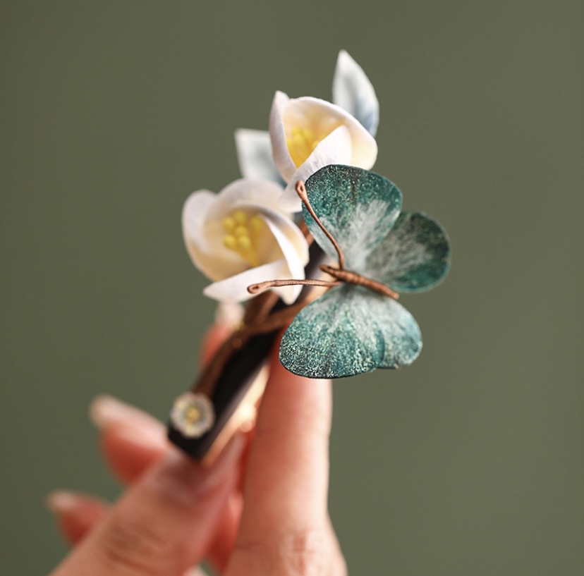 {清欢}非遗真丝绒花发夹  蝶恋花（手工制作，默认微瑕疵，不退不换）