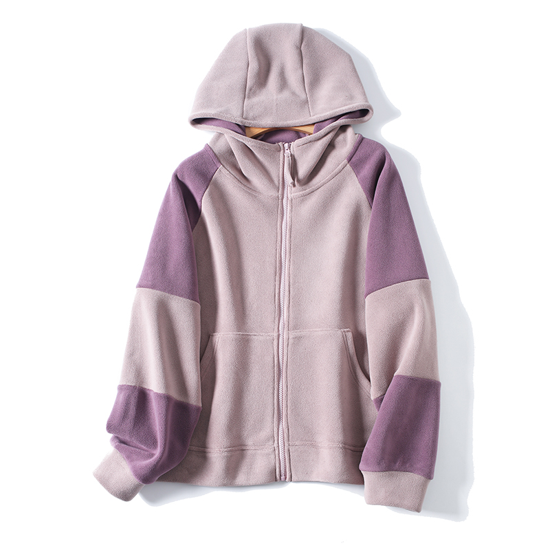 2025秋季大码撞色连帽奥利绒外套休闲加绒加厚连帽外套8268