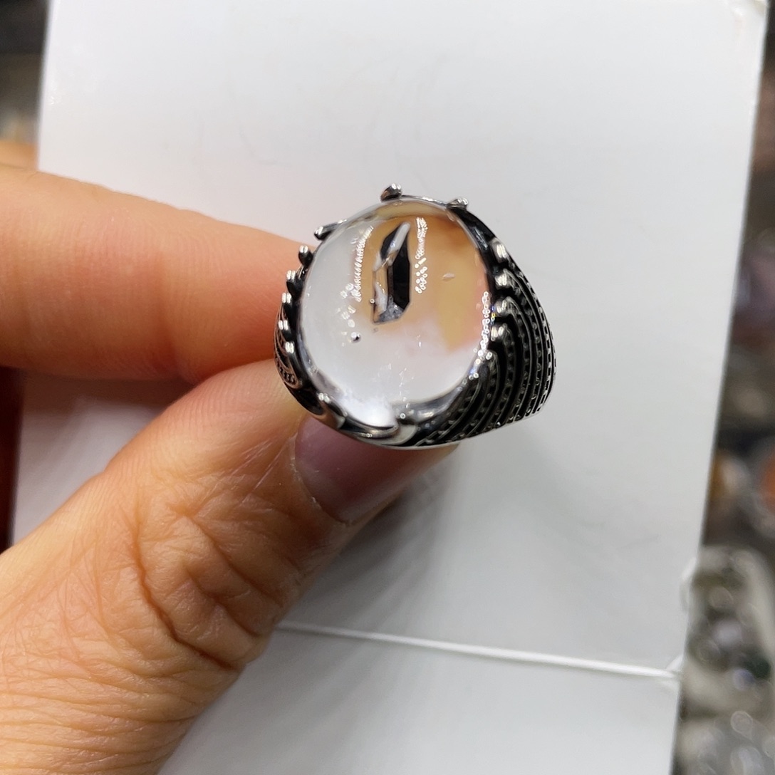 【闪购商品】水晶珠宝半成品银S925镶嵌戒指