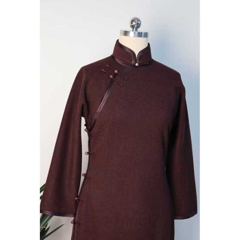 铁锈红经典旗袍QP-4364