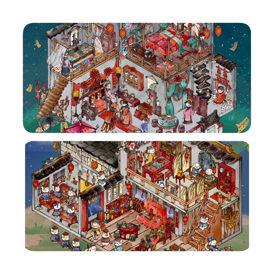 第9期2款小红书同款原创3d造景贴纸立体小屋微缩嘉嘉简简