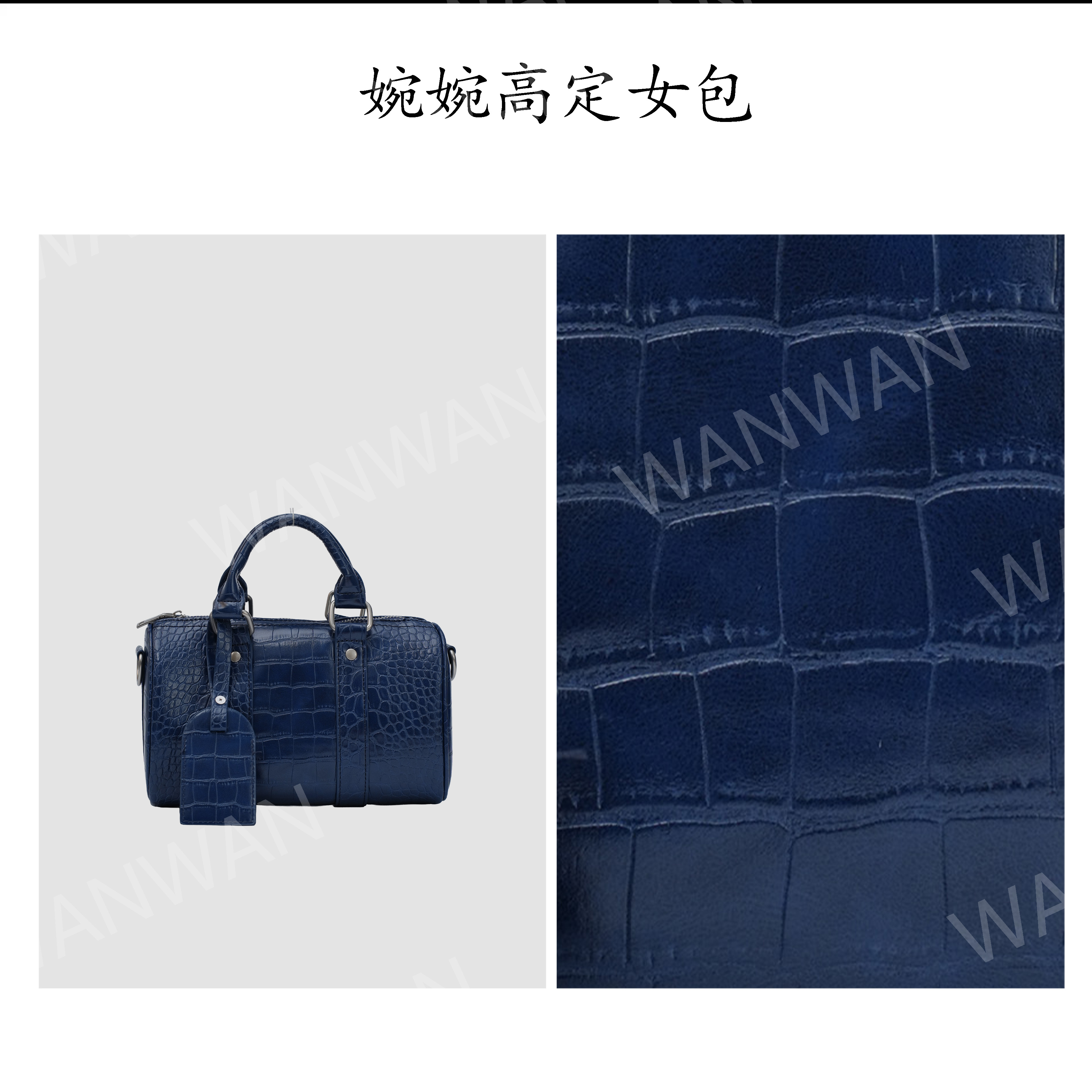 IEIS新款时尚女士轻奢风简约单肩斜挎手提包BG2405-1-午夜靛蓝
