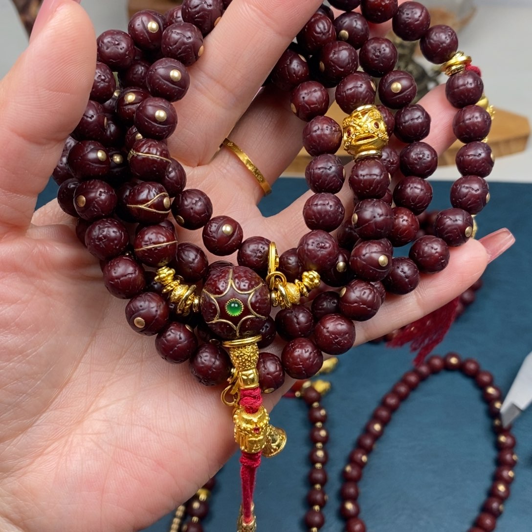 手串凤眼菩提108金钉金满配9.5