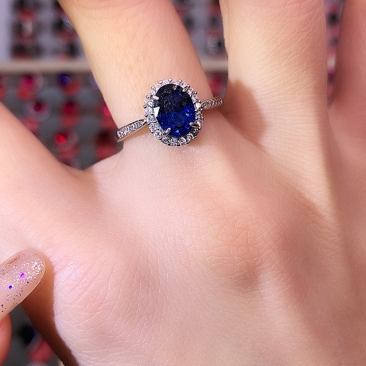 蓝宝石戒指银S925镶嵌