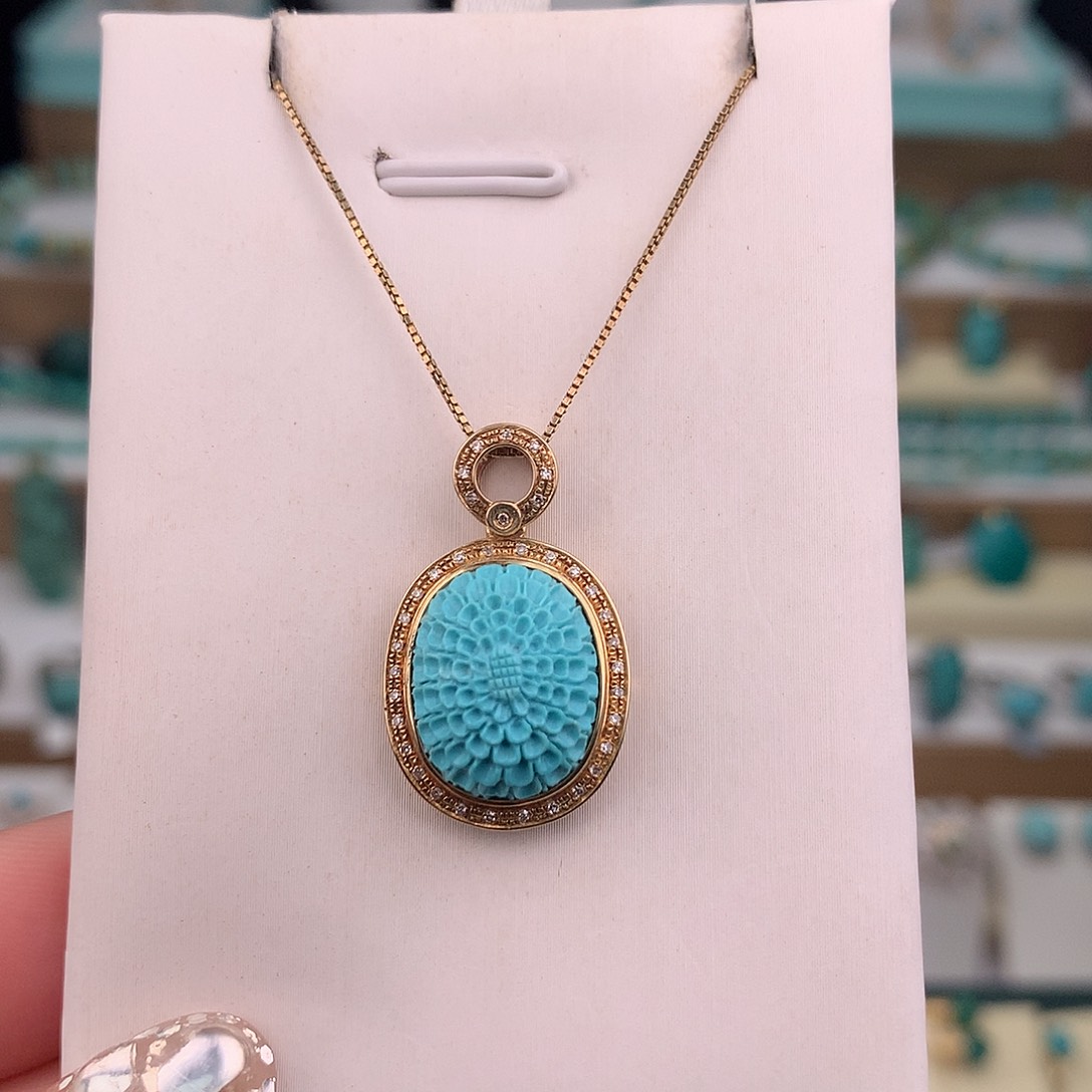 绿松石18K金镶嵌吊坠(不含链)