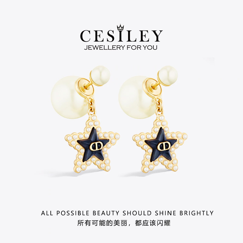 镀K金 五角星珠珠耳环DTA1025