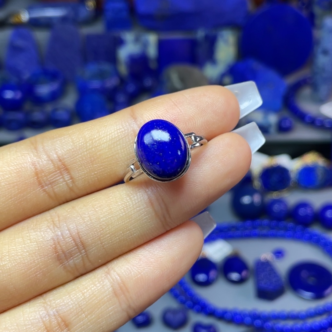 青金石银S925镶嵌戒指（可调节）