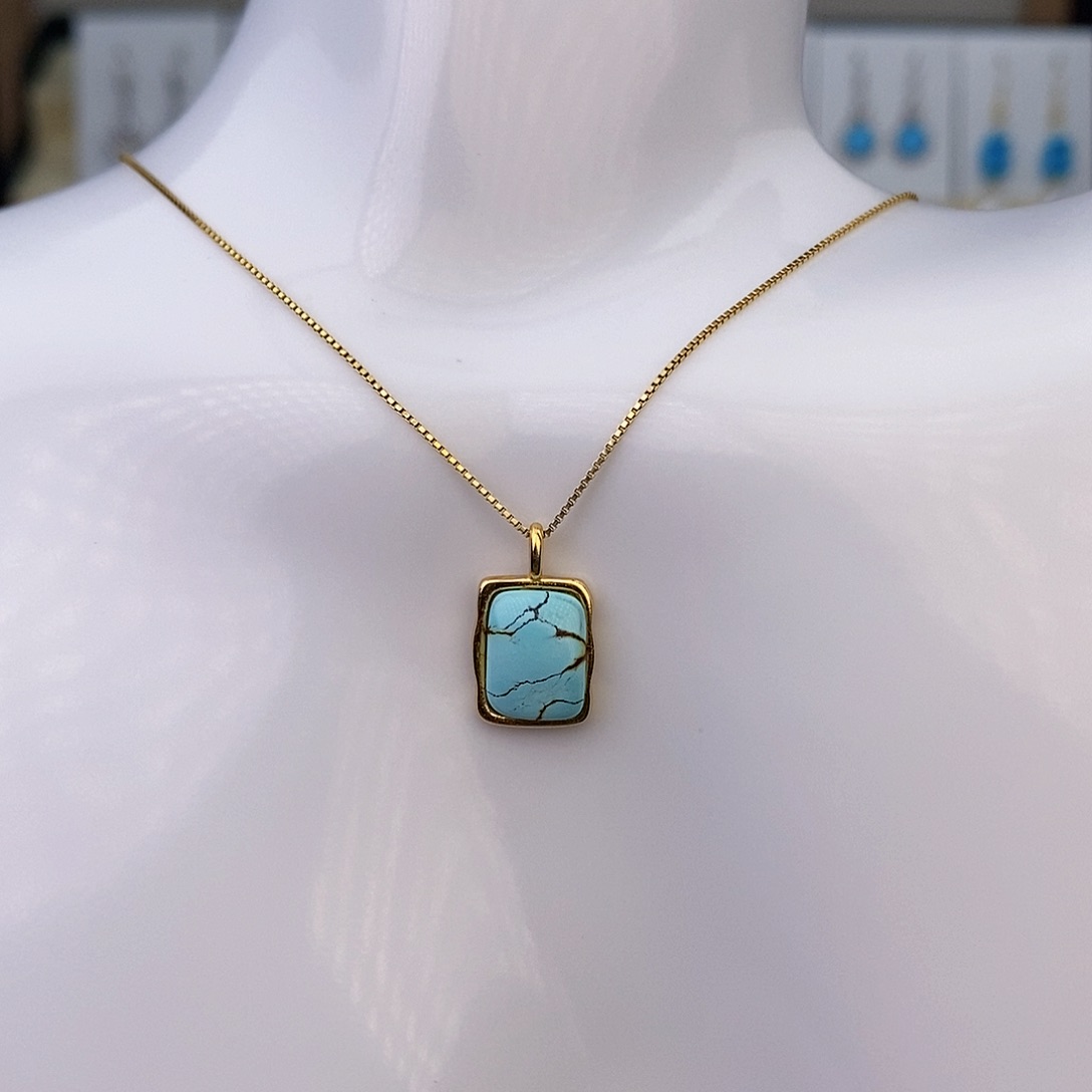 绿松石银S925镶嵌颈饰