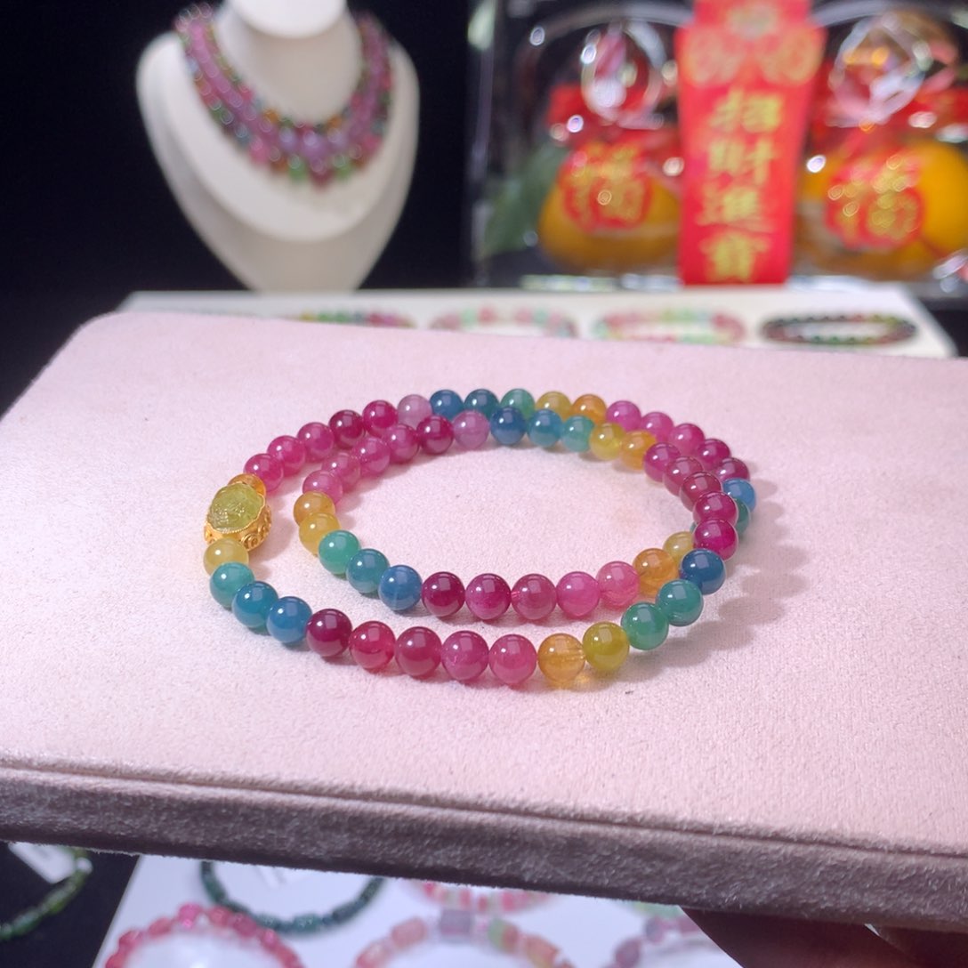 碧玺手链银S925镶嵌碧玺