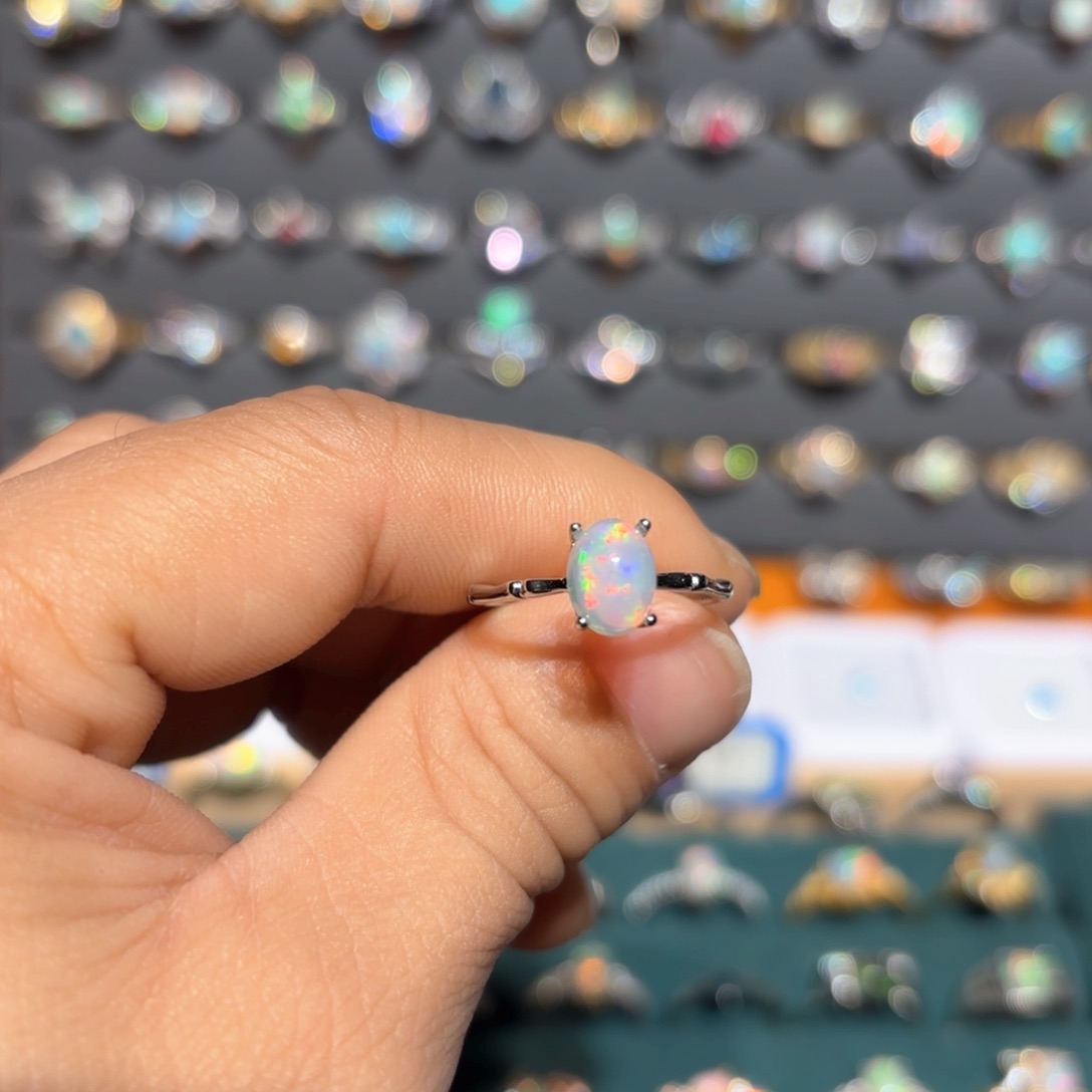 欧泊戒指银S925镶嵌戒指