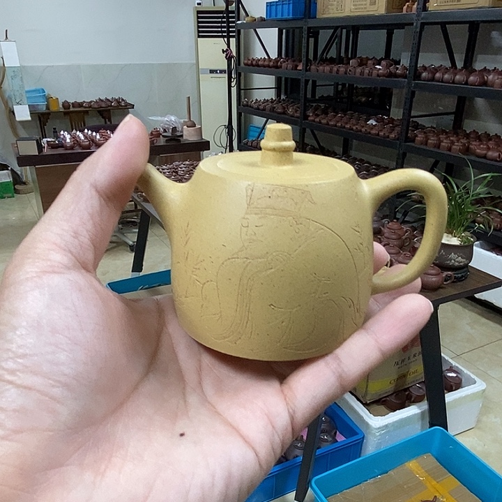 紫砂茶杯汉铎刻绘