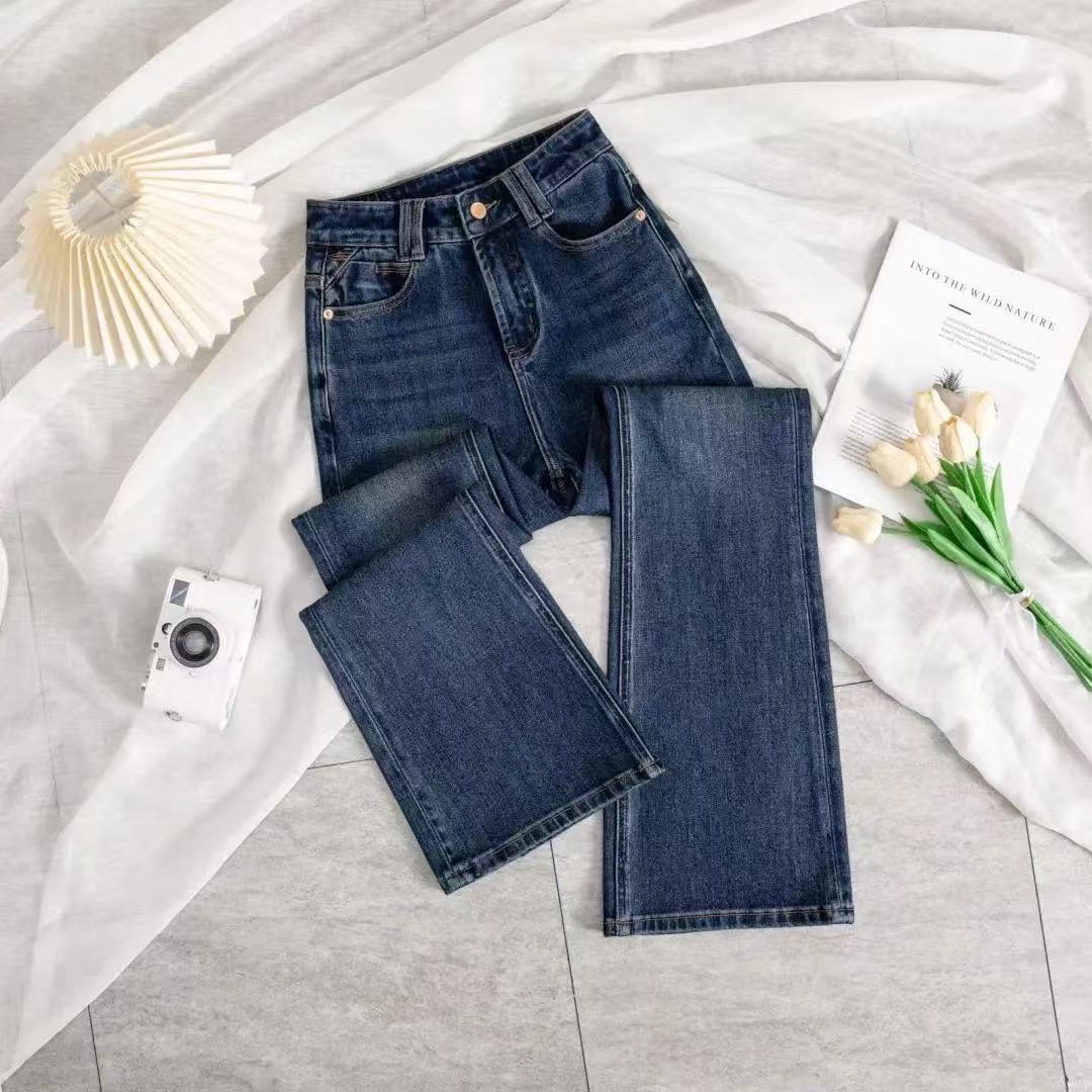 JEANS 波尔多蓝  高腰微喇裤牛仔裤女士微喇女装长裤百搭显瘦百搭