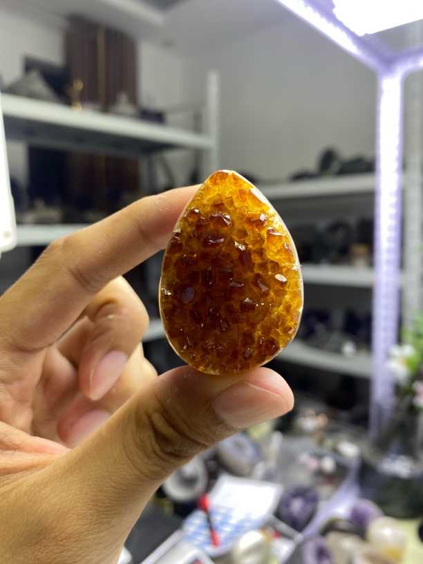 天然黄水晶恐龙蛋 居家办公摆件