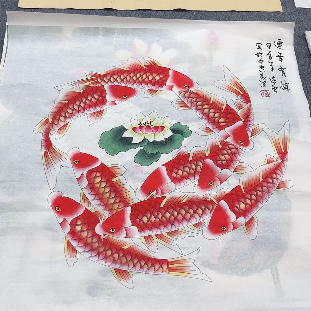 国画尺寸70X70手绘作品 