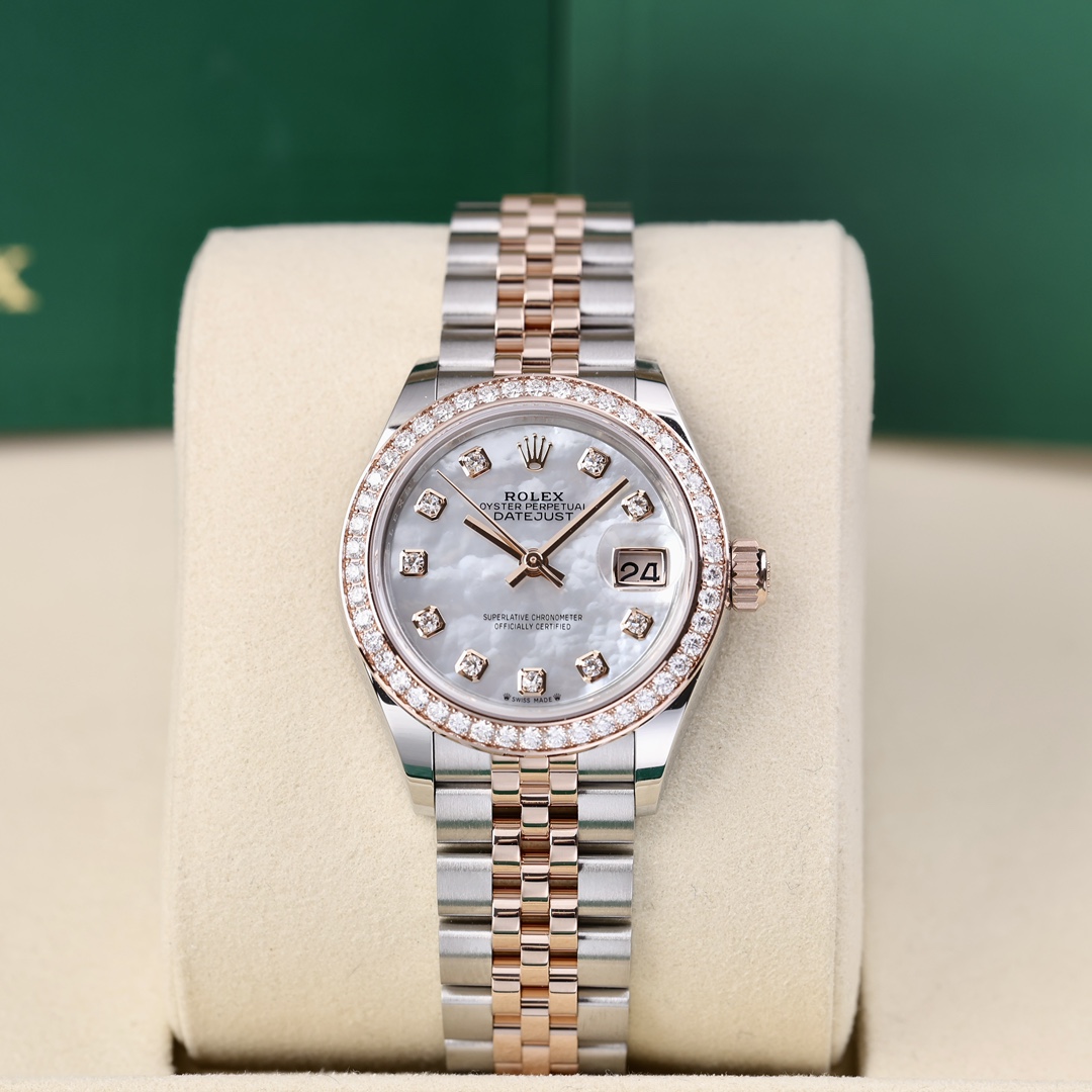 99新 Rolex/劳力士 279381 白贝母钻刻圈钻 28mm 2025年8月保卡