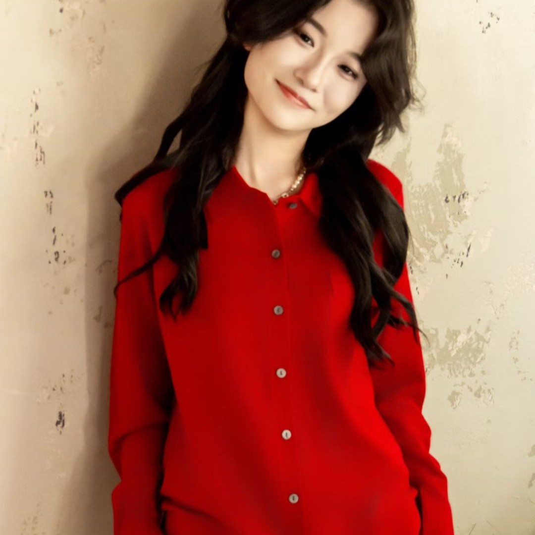 鑫富绒纯羊绒精纺秋冬简约宽松翻领针织开衫正肩显瘦百搭内搭外穿