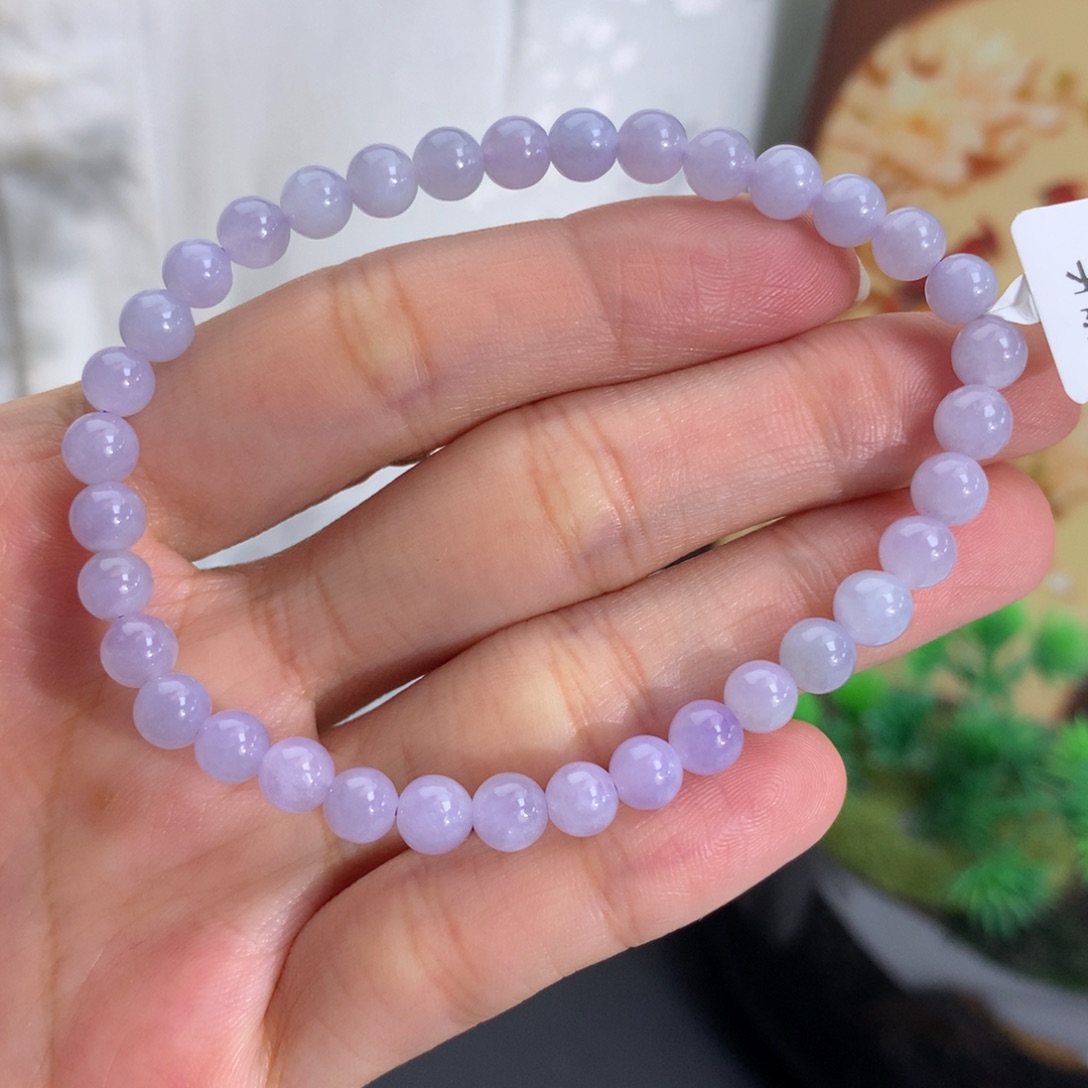 翡翠未镶嵌手串卡5.4胶润紫手串