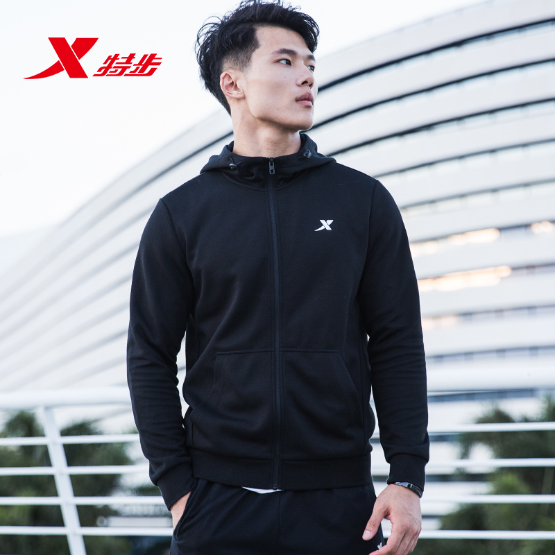XTEP/特步男装卫衣运动服上衣连帽男士学生休闲服外套春季新款