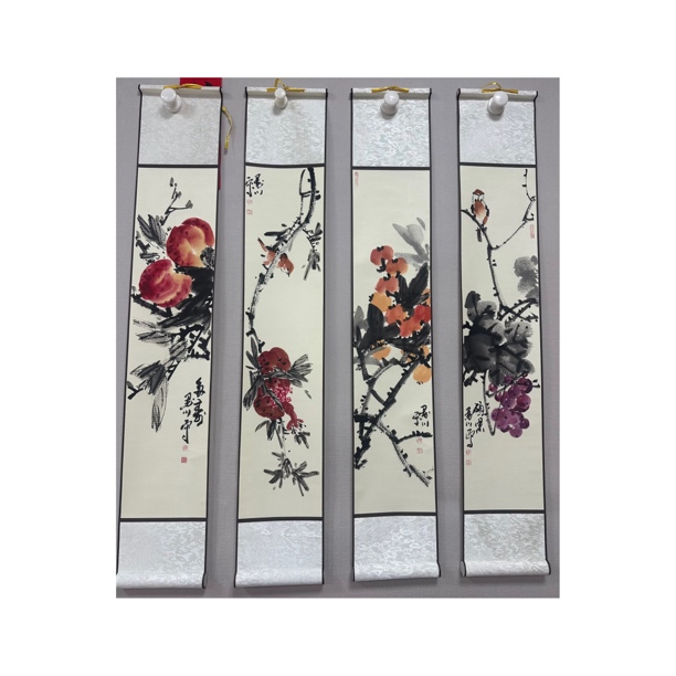 墨川老师绘画作品   花鸟四条屏