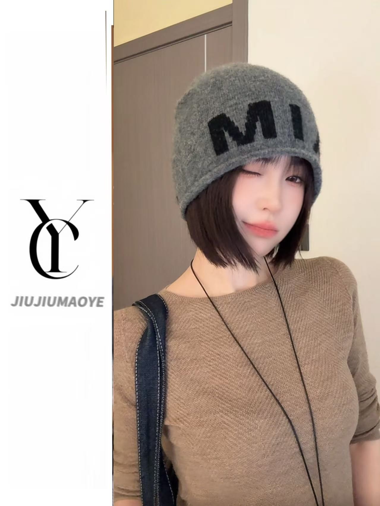 【小头围版】字母秋冬女包头帽2025年秋季帽子贝雷帽中性灰色百搭