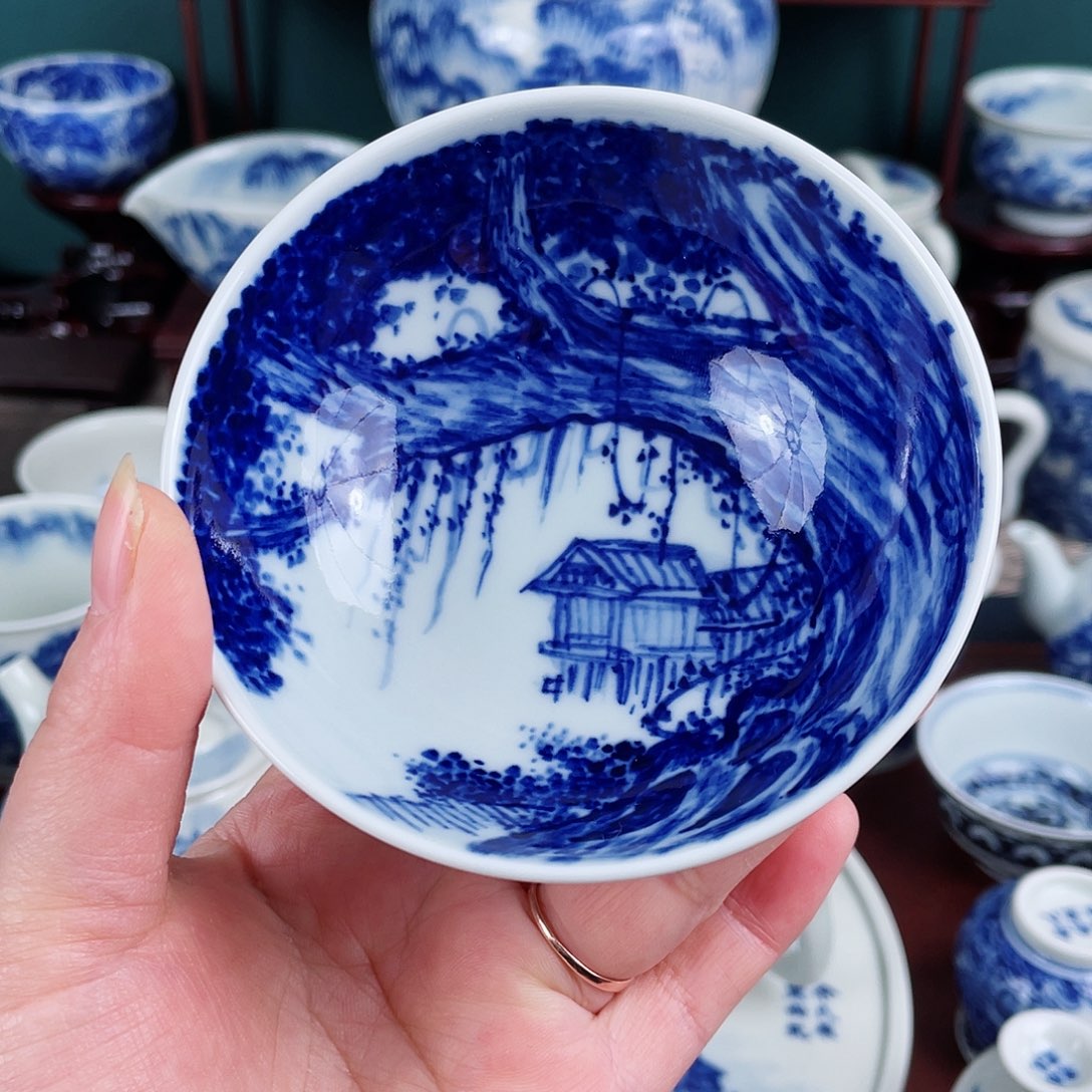 手工手绘青花，青花