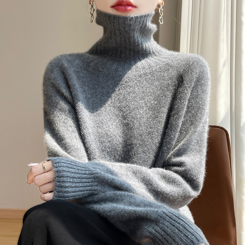 重磅加厚~一线成衣100%羊绒衫女高领宽松休闲气质百搭针织打底224