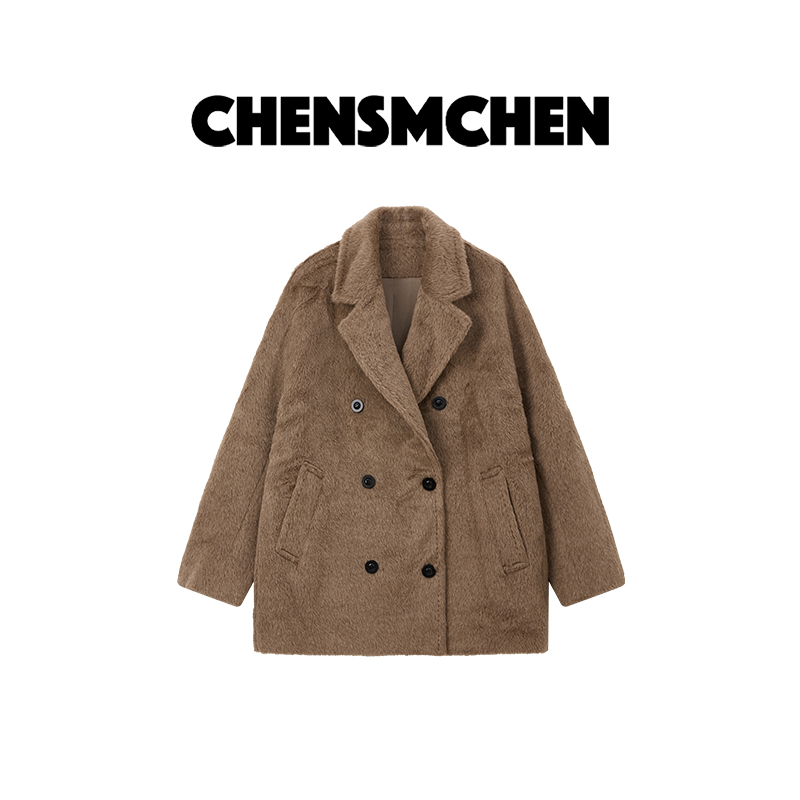 CHENSMCHEN【秘鲁小羊驼】进口贝贝苏力咖色毛呢大衣外套CSD11933QQ