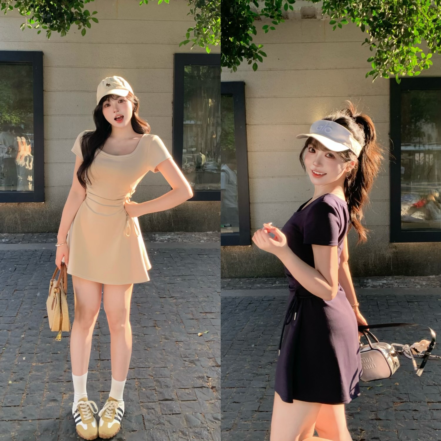 清清萌面侠芝士【蜜桃奶冻】纯欲气质修身短款短袖连衣裙5338