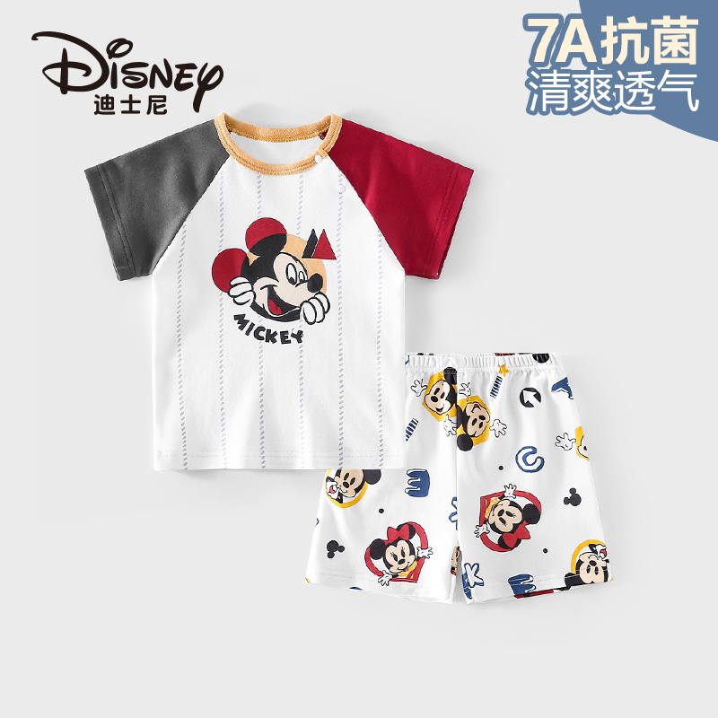 Disney/迪士尼婴幼儿纯棉短袖T恤短裤套装夏日柔软凉快婴儿套装
