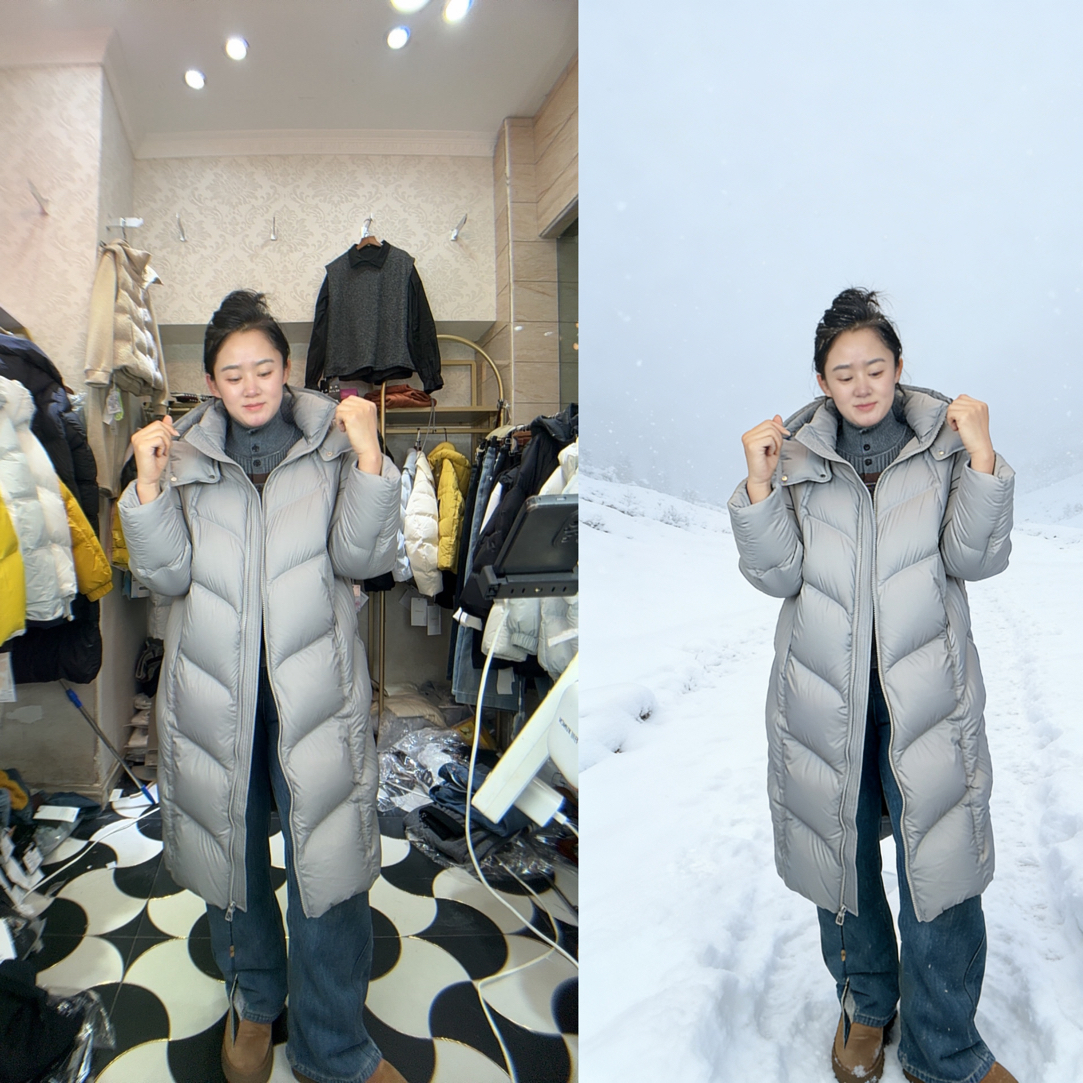 李木子    过膝长款连帽羽绒   5055