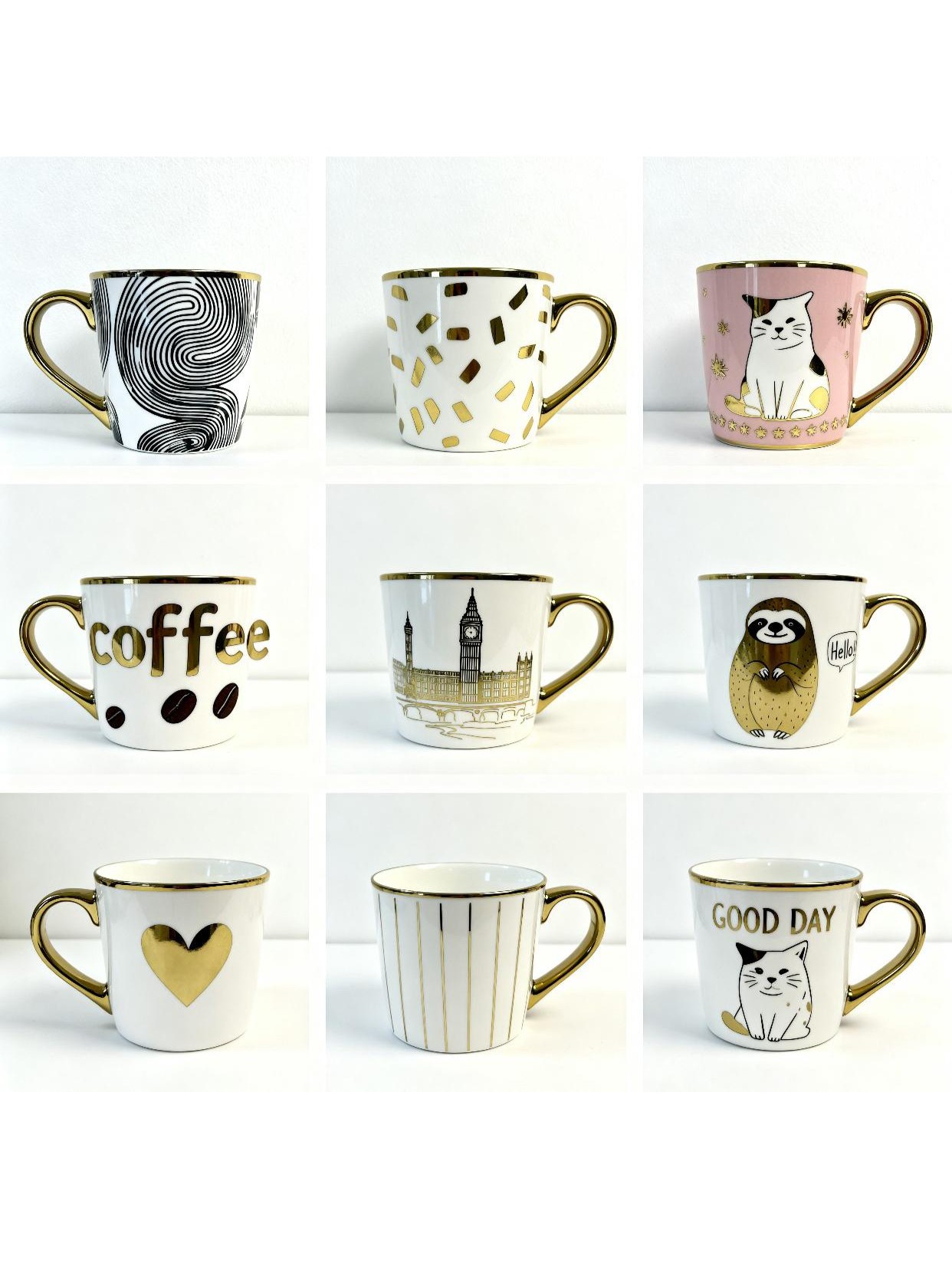 A251-A350马克杯卡通圆形手柄款通用盖子款情侣杯陶瓷杯(微瑕疵)