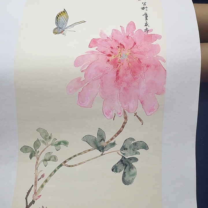 国画镜**童黄春香国画花开富贵尺寸68*34