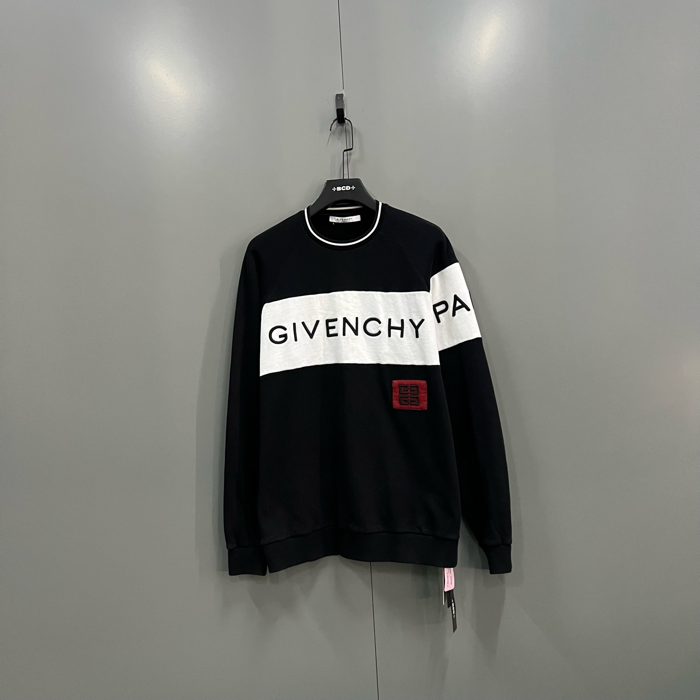 95新 Givenchy/纪梵希 jp1230 拼接大logo圆领卫衣 L码  700203