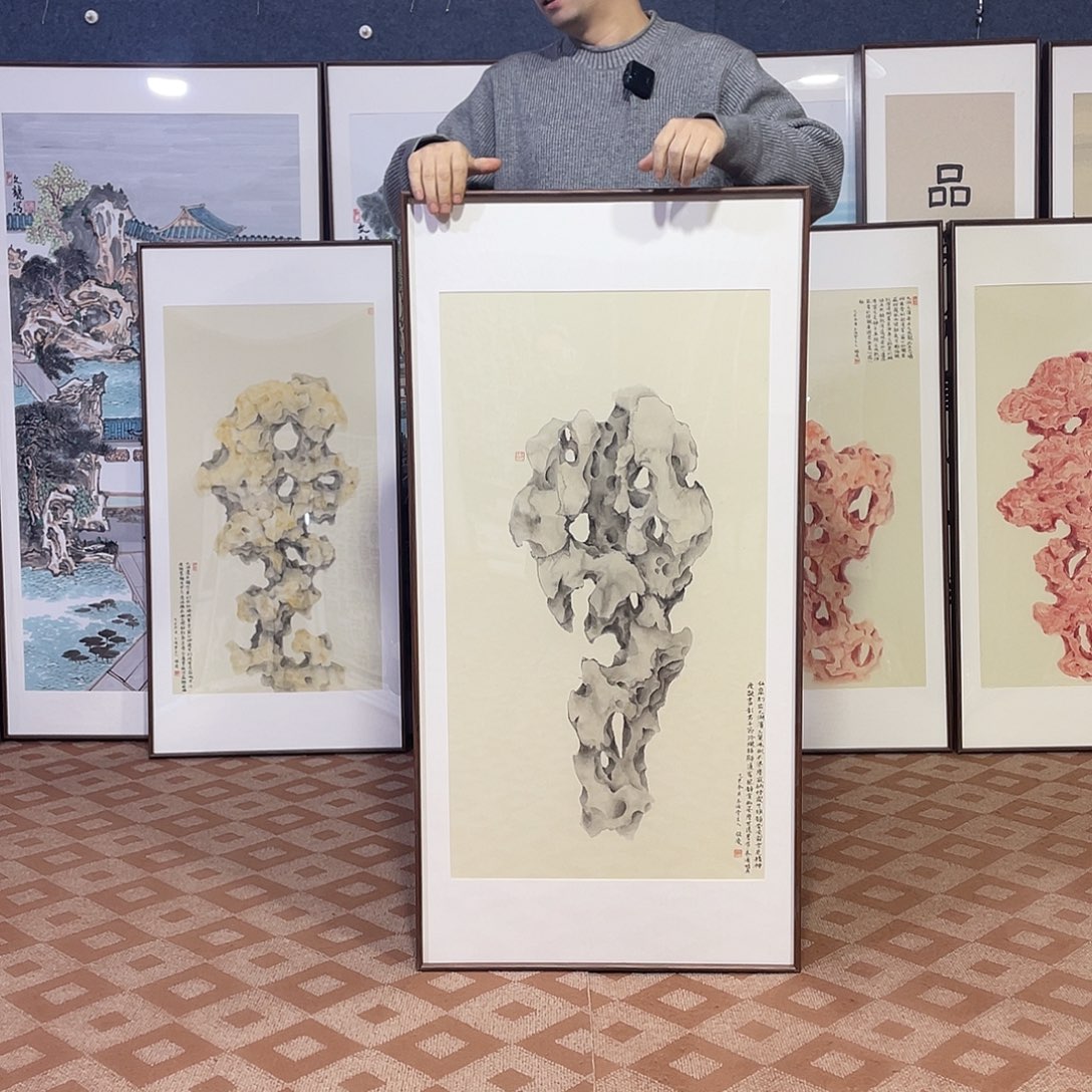 国画手绘画作品带框60/120