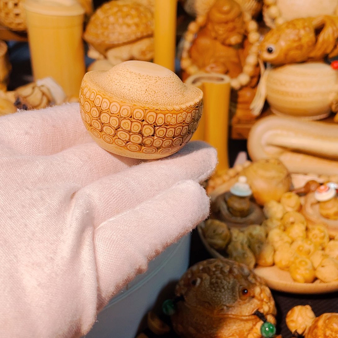 竹清*竹根雕精品元宝手把件