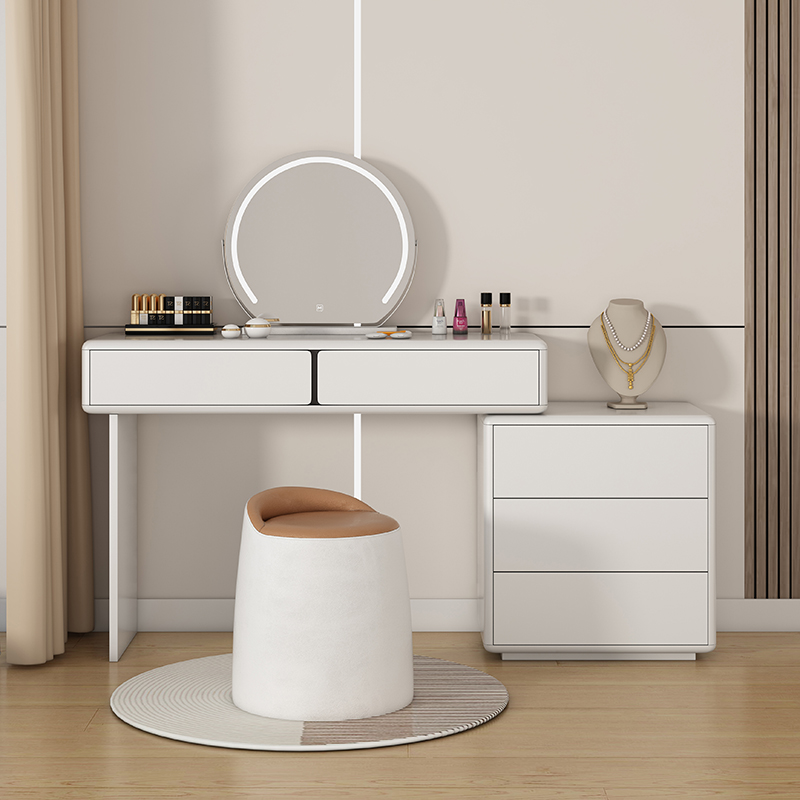 2025面包款梳妆台白色家用烤漆柜时尚轻奢客厅北欧简约化妆桌卧室