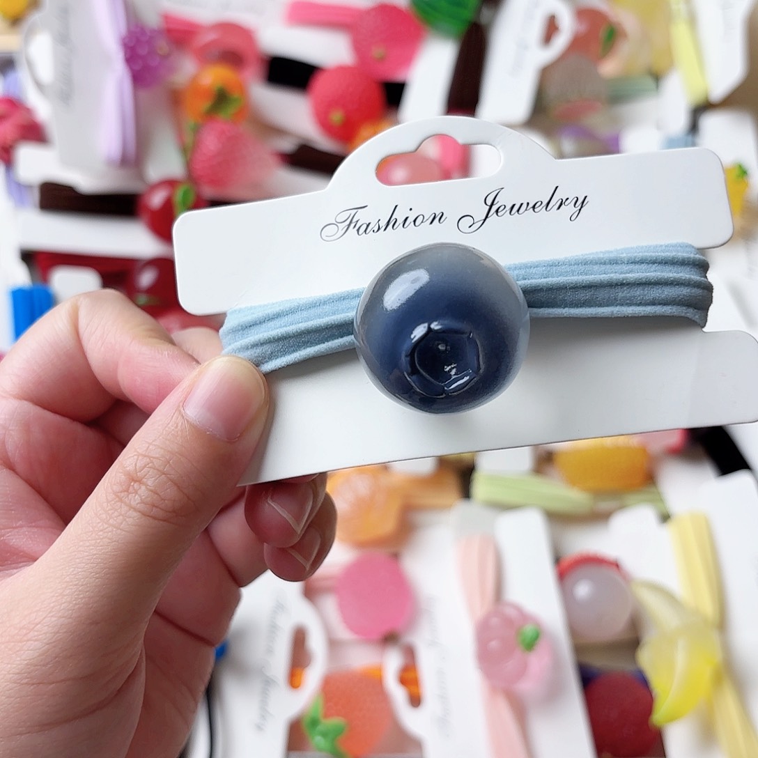 布艺非金属夜光蓝莓发绳