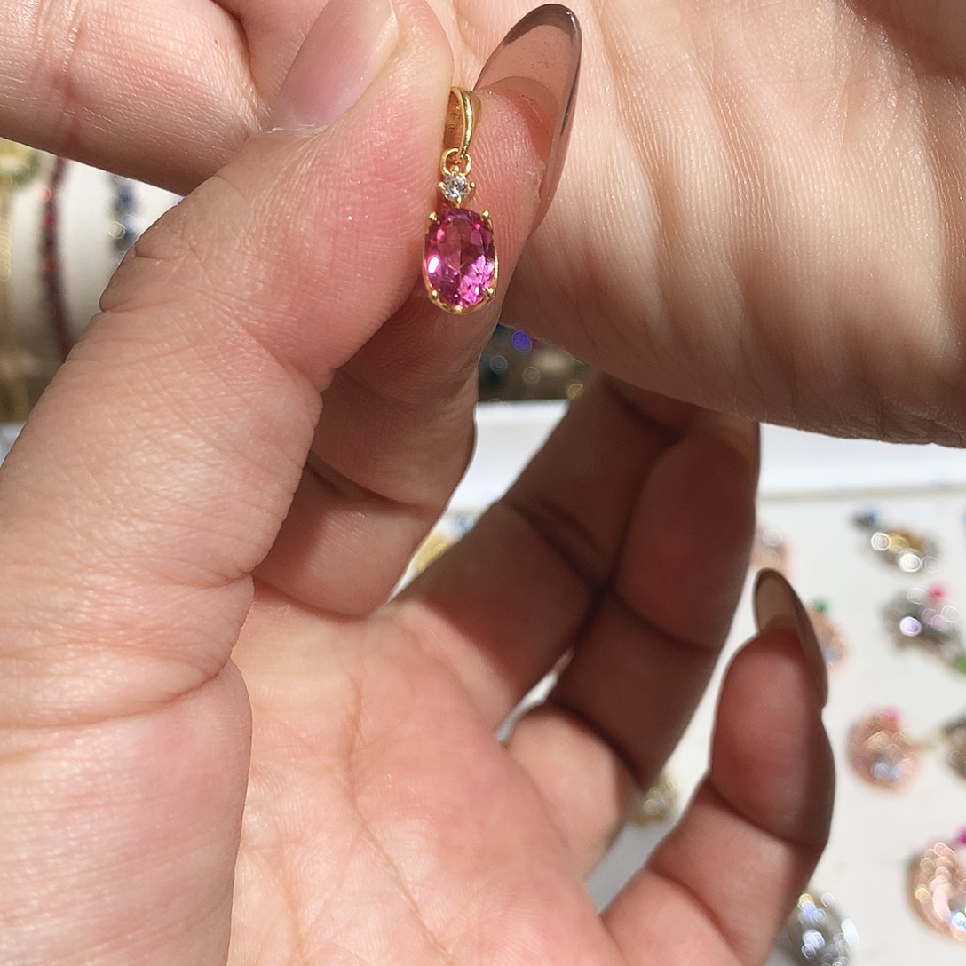 银S925镶嵌托帕石吊坠(不含链)