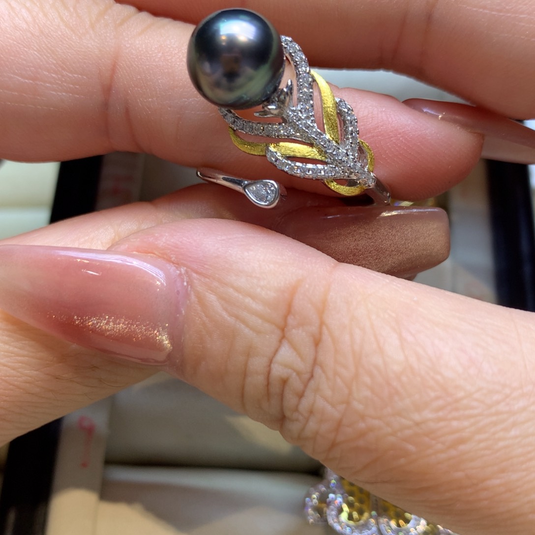 银S925镶嵌戒指海水珍珠