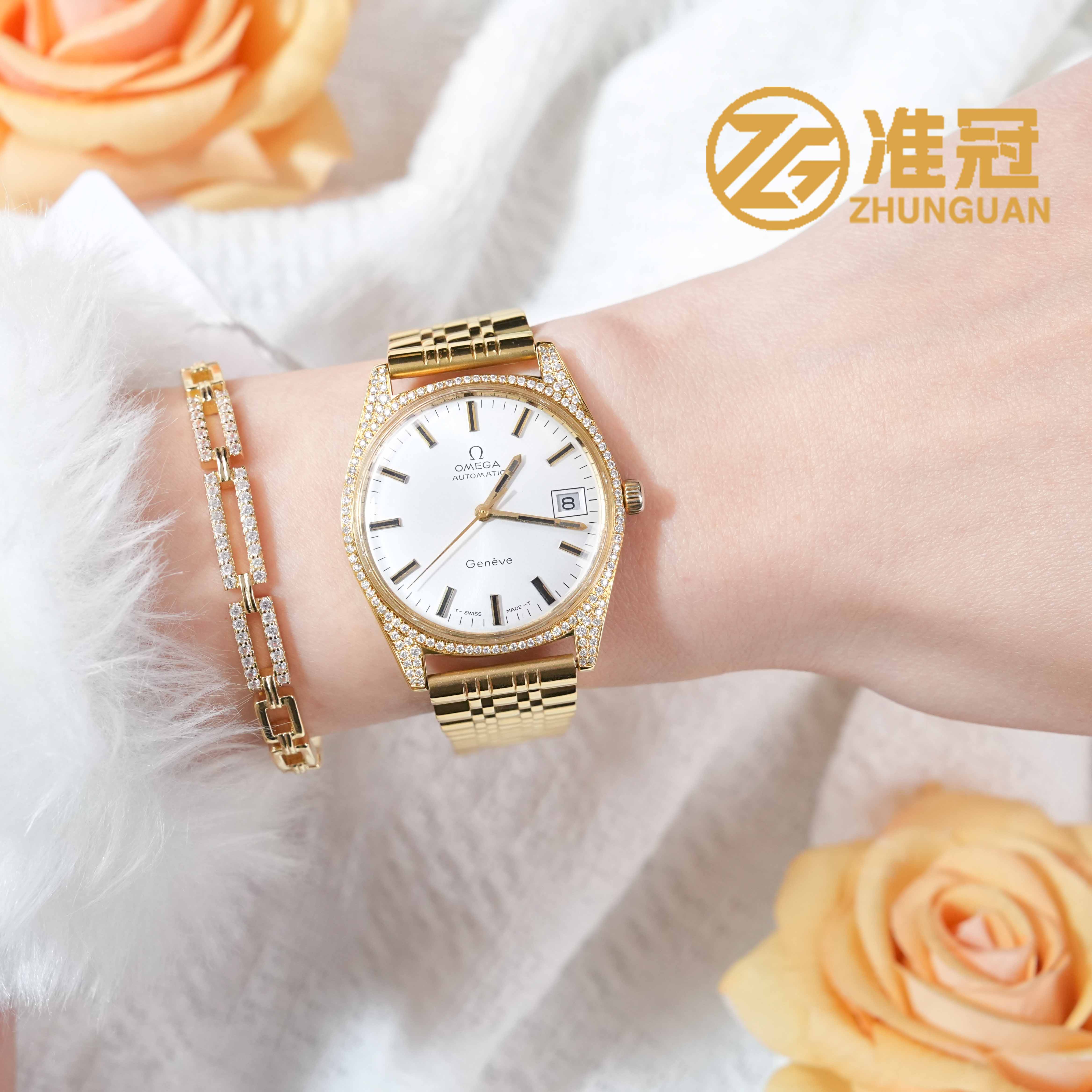 95新 Omega/欧米茄 34.5mm自动机械QL4521后钻盘日内瓦系列