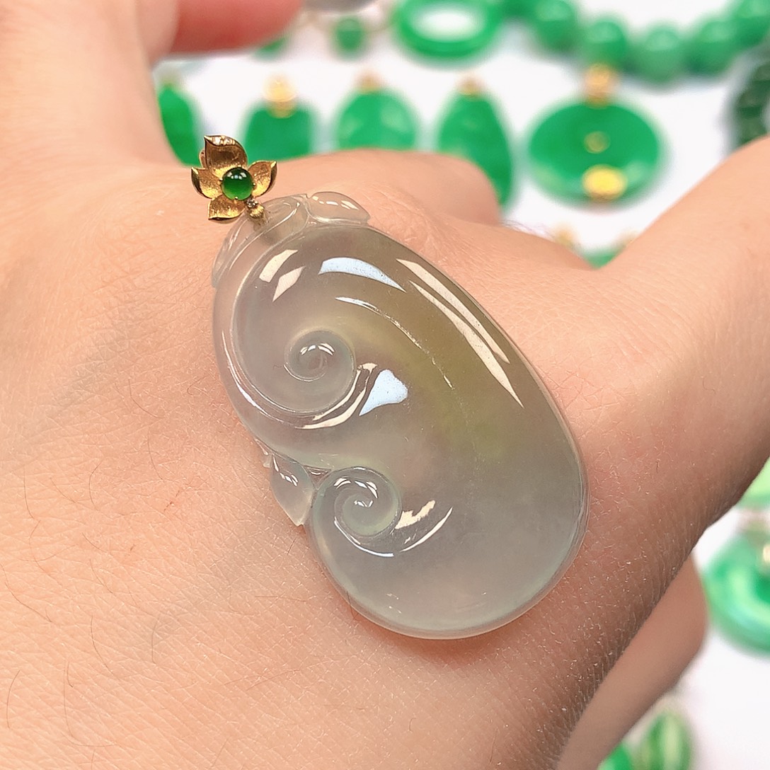 翡翠18K金镶嵌吊坠(不含链)