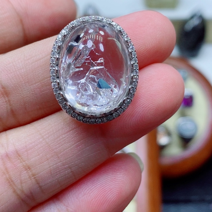 水晶戒指未镶嵌婉**笑水晶