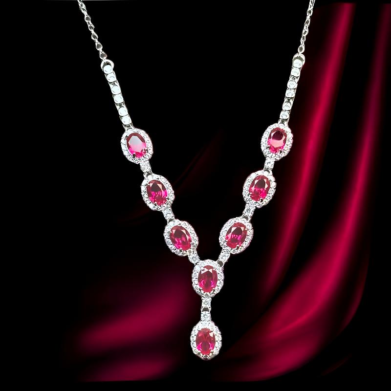 瑾萱高订名饰272-轻奢培育3A红宝石精切合金吊坠套链